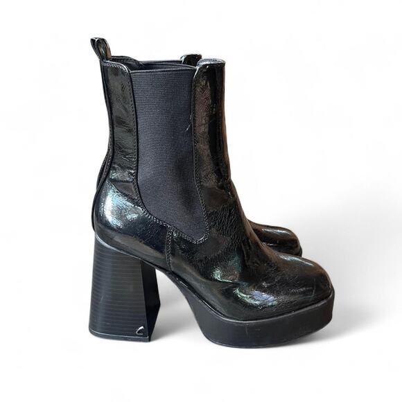 Black bratz style chunky heel ankle boot - Picture 1 of 8